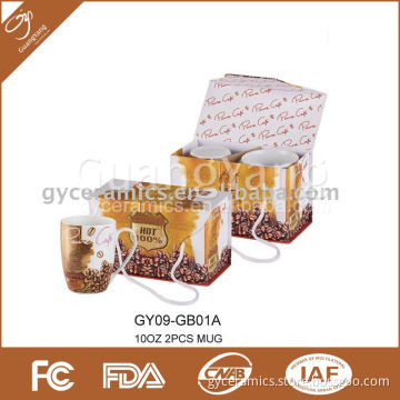 set of 2 pcs porcelain/ceramic 11OZ mug in gift box, item No.: GY09-GB01A